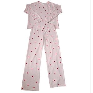 Jasmine & Ginger Pink Pajama Set with Red Hearts NWT Size S